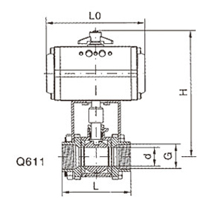 Q611F气动三片式螺纹球阀(图1)